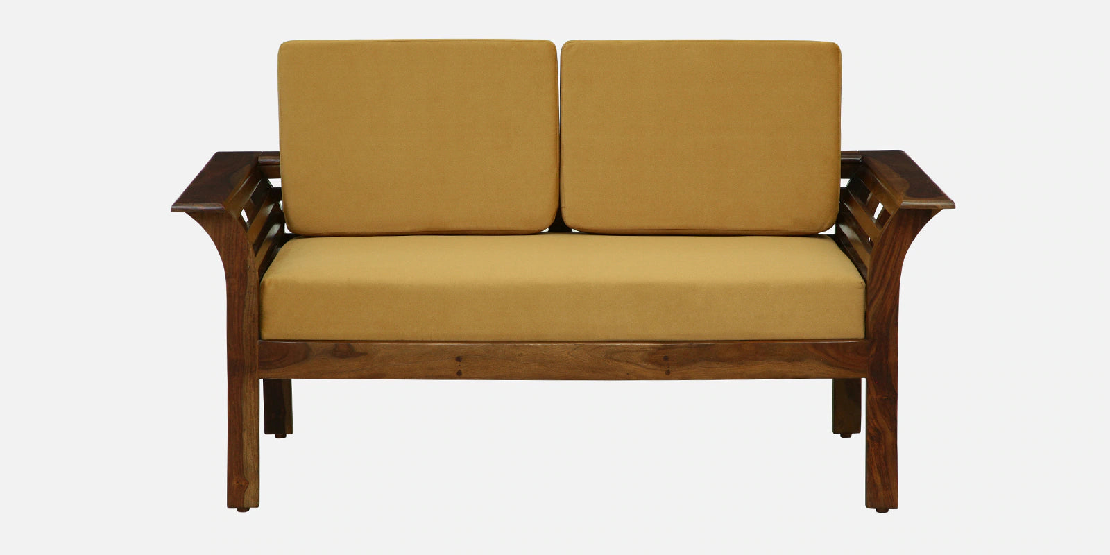 Jota Sheesham Wood 2 Seater Sofa In Mustard Colour