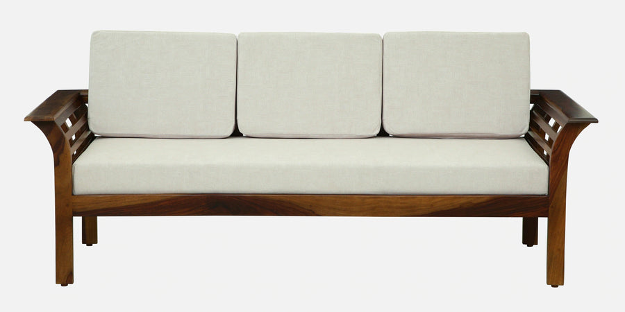 Jota Sheesham Wood 3 Seater Sofa In Beige Colour - Febonic Living