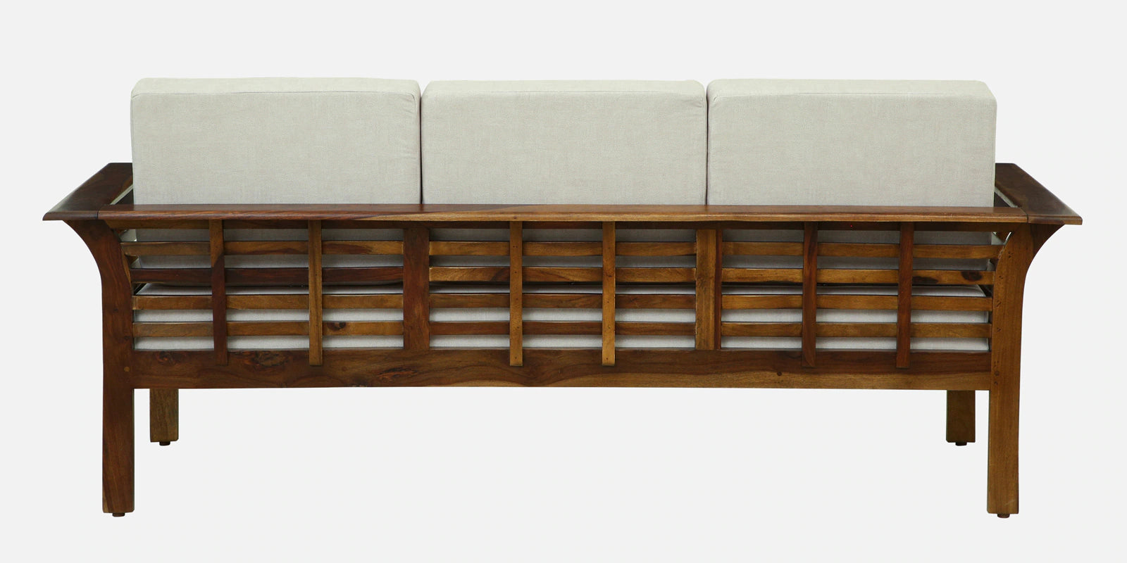 Jota Sheesham Wood 3 Seater Sofa In Beige Colour