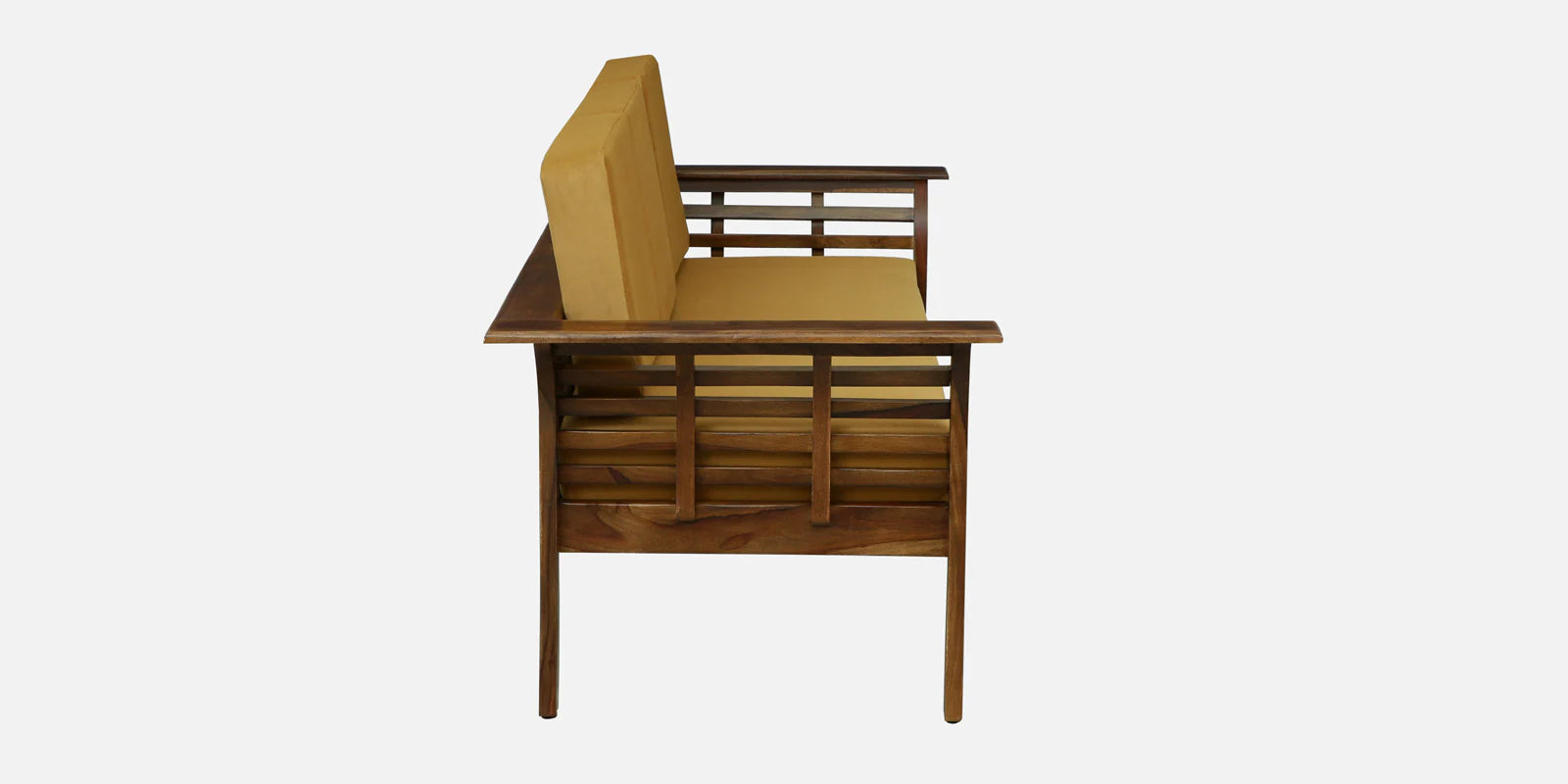 Jota Sheesham Wood 3 Seater Sofa In Mustard Colour