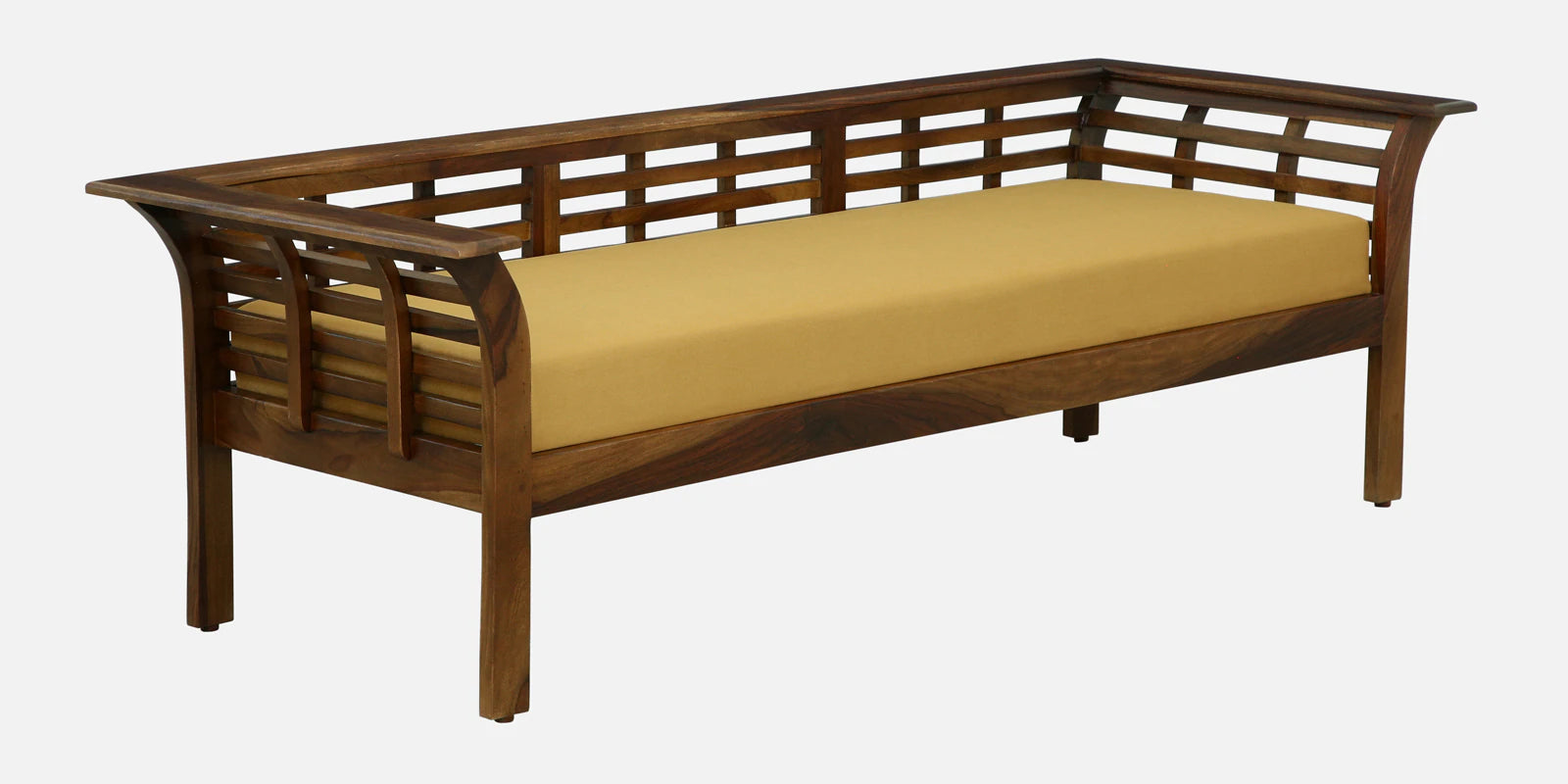 Jota Sheesham Wood 3 Seater Sofa In Mustard Colour