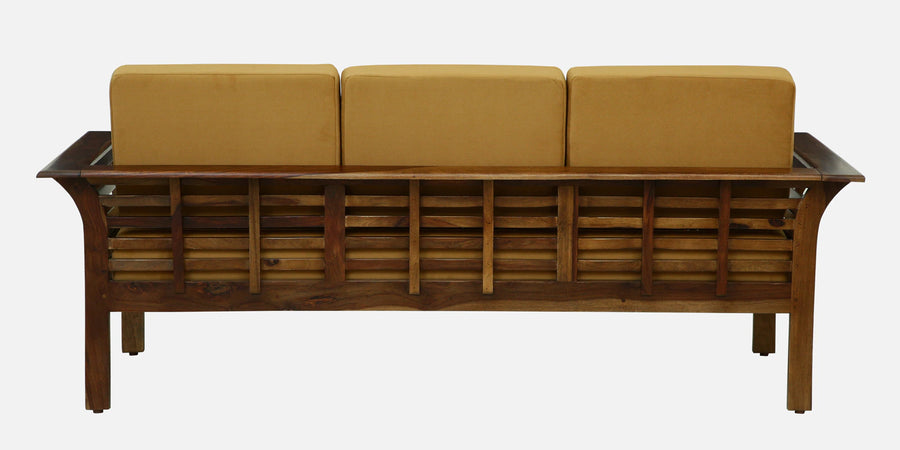 Jota Sheesham Wood 3 Seater Sofa In Mustard Colour - Febonic Living