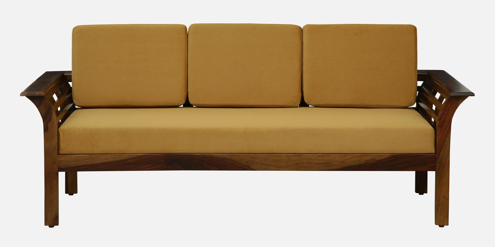 Jota Sheesham Wood 3 Seater Sofa In Mustard Colour