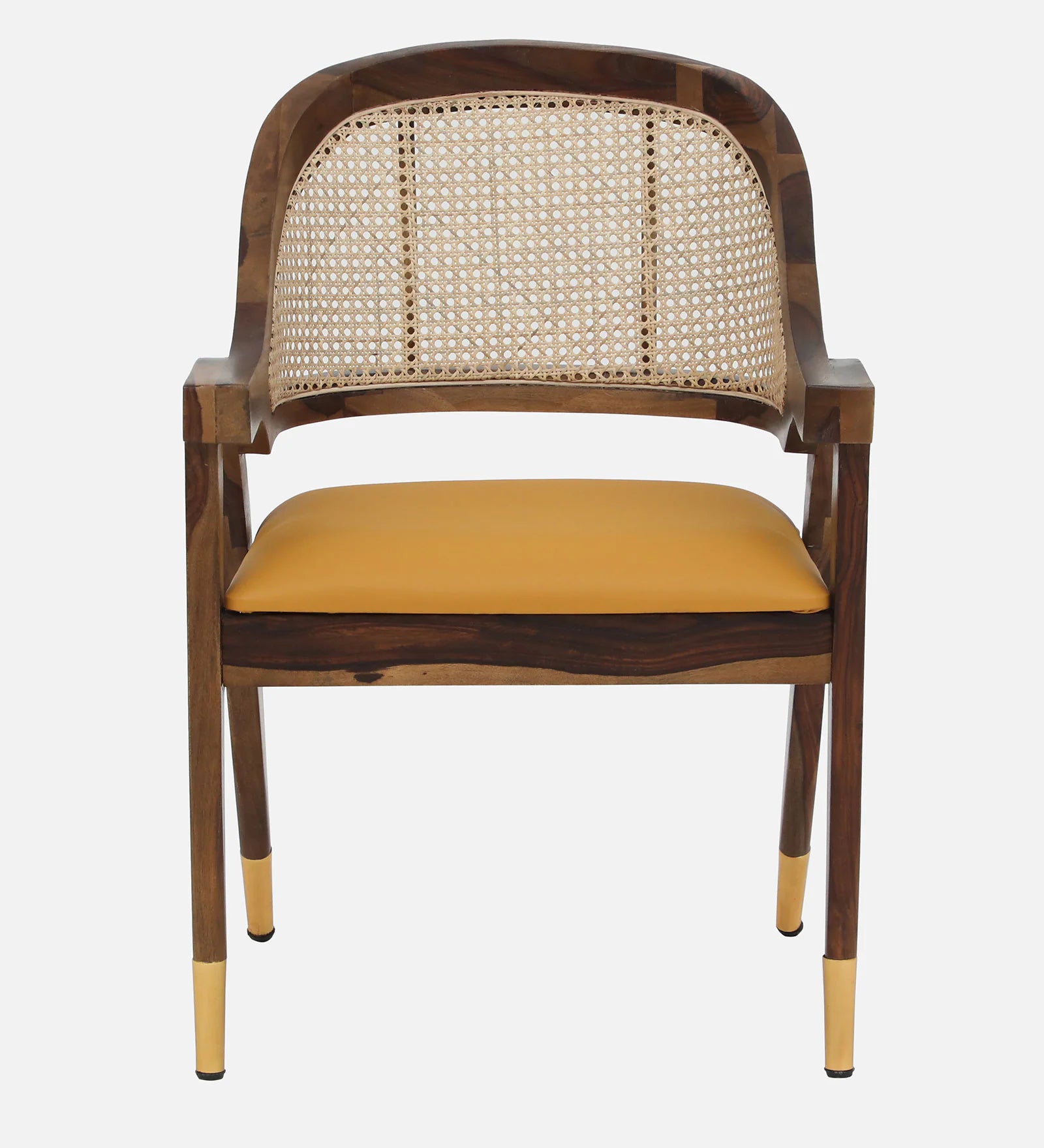 Multa Sheesham Wood Arm Chair In Provincial Teak Finish with Natural Cane Mesh - Febonic Living