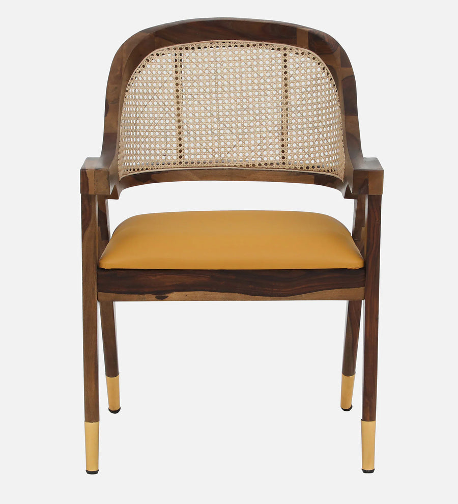 Multa Sheesham Wood Arm Chair In Provincial Teak Finish with Natural Cane Mesh - Febonic Living