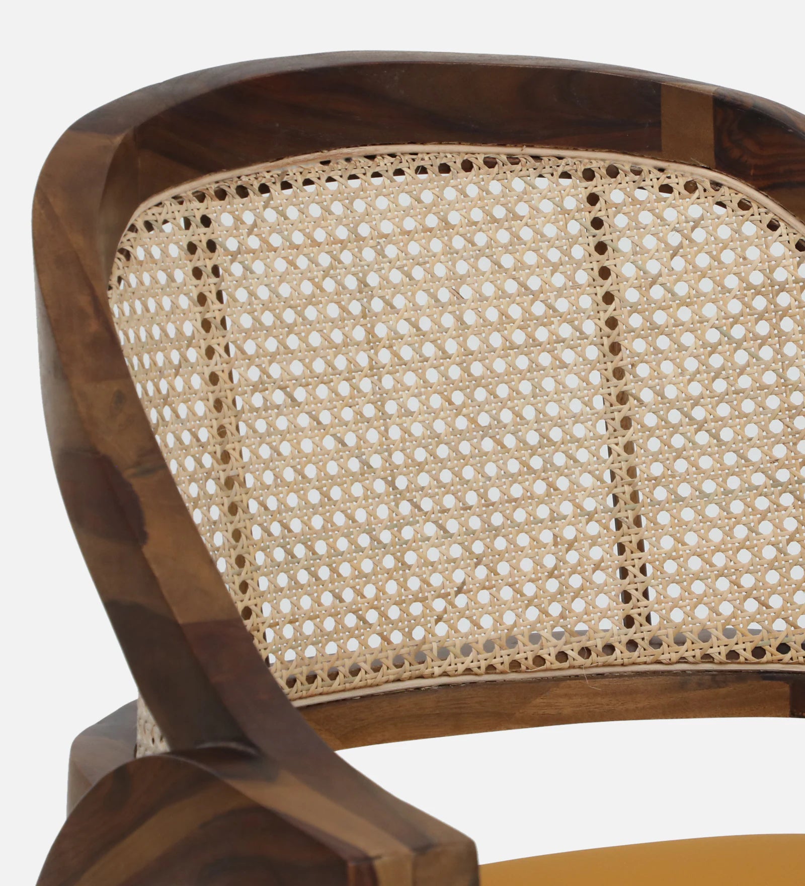 Multa Sheesham Wood Arm Chair In Provincial Teak Finish with Natural Cane Mesh - Febonic Living
