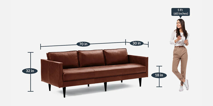 Cameroom Leatherette 3 Seater Sofa In Clay Brown Colour - Febonic Living