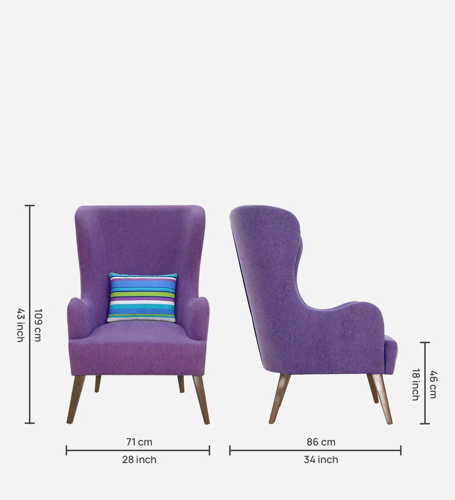 Jeyu Fabric Wing Chair In Purple Colour - Febonic Living