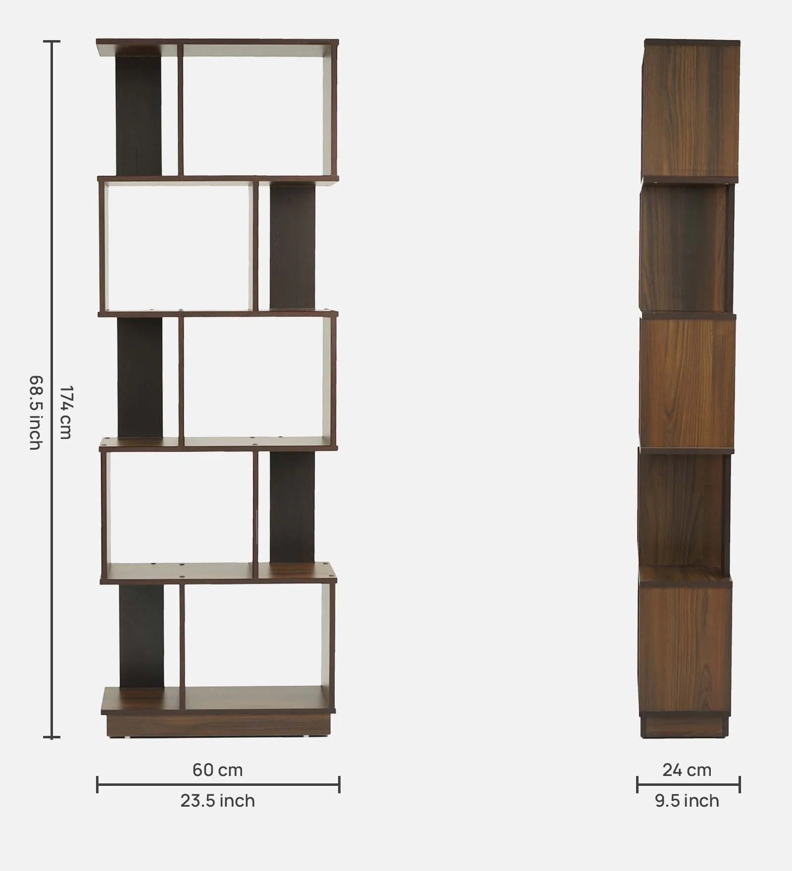 Checkers Book Shelf in Oral Wallnut Finish