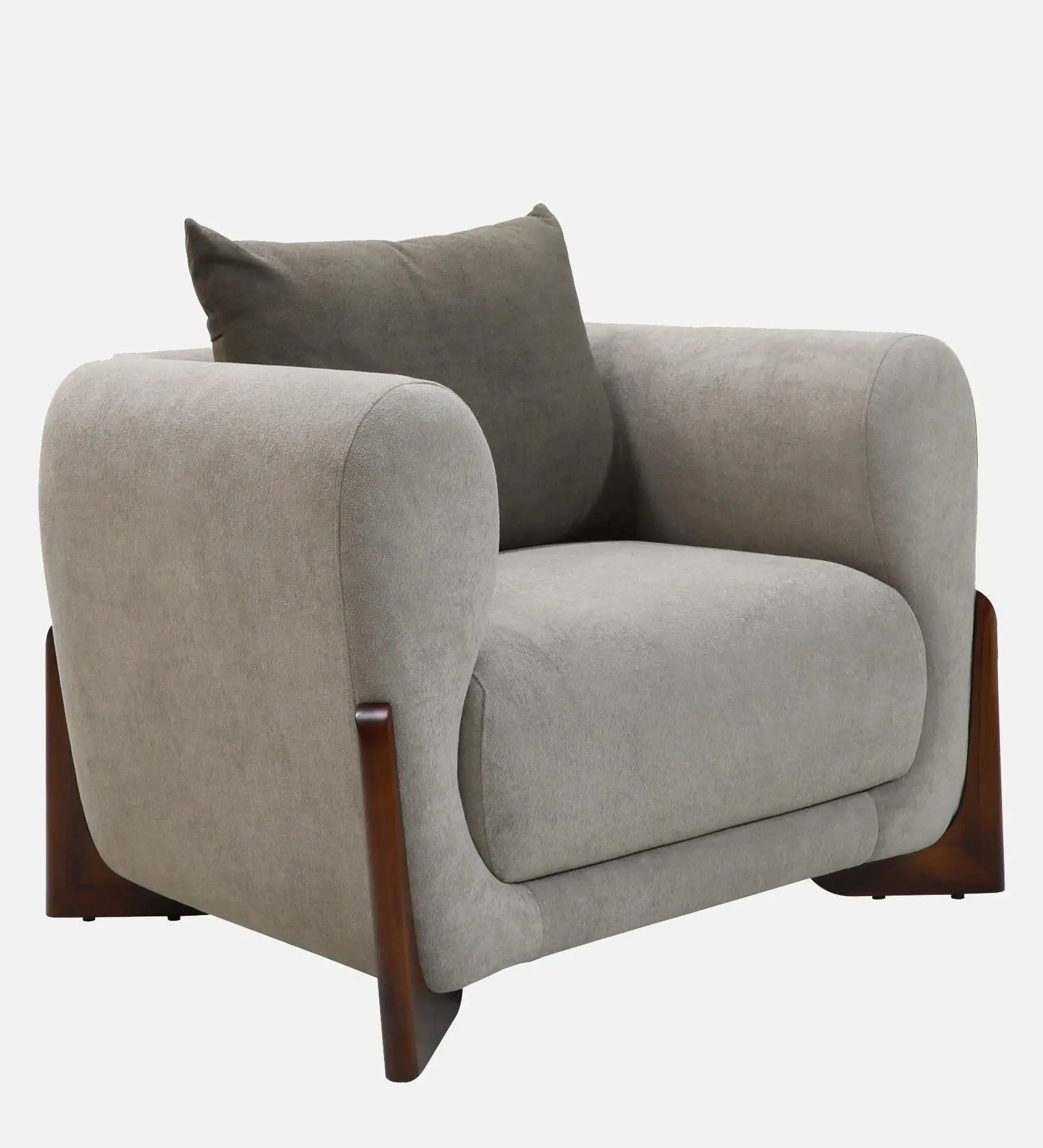 Clayton Fabric 1 Seater Sofa In Beige & Chocolate Brown Color Febonic Living
