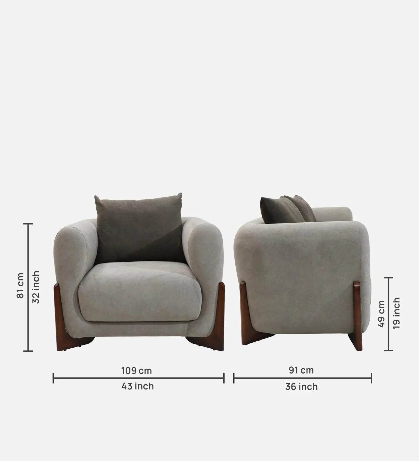 Clayton Fabric 1 Seater Sofa In Beige & Chocolate Brown Color Febonic Living