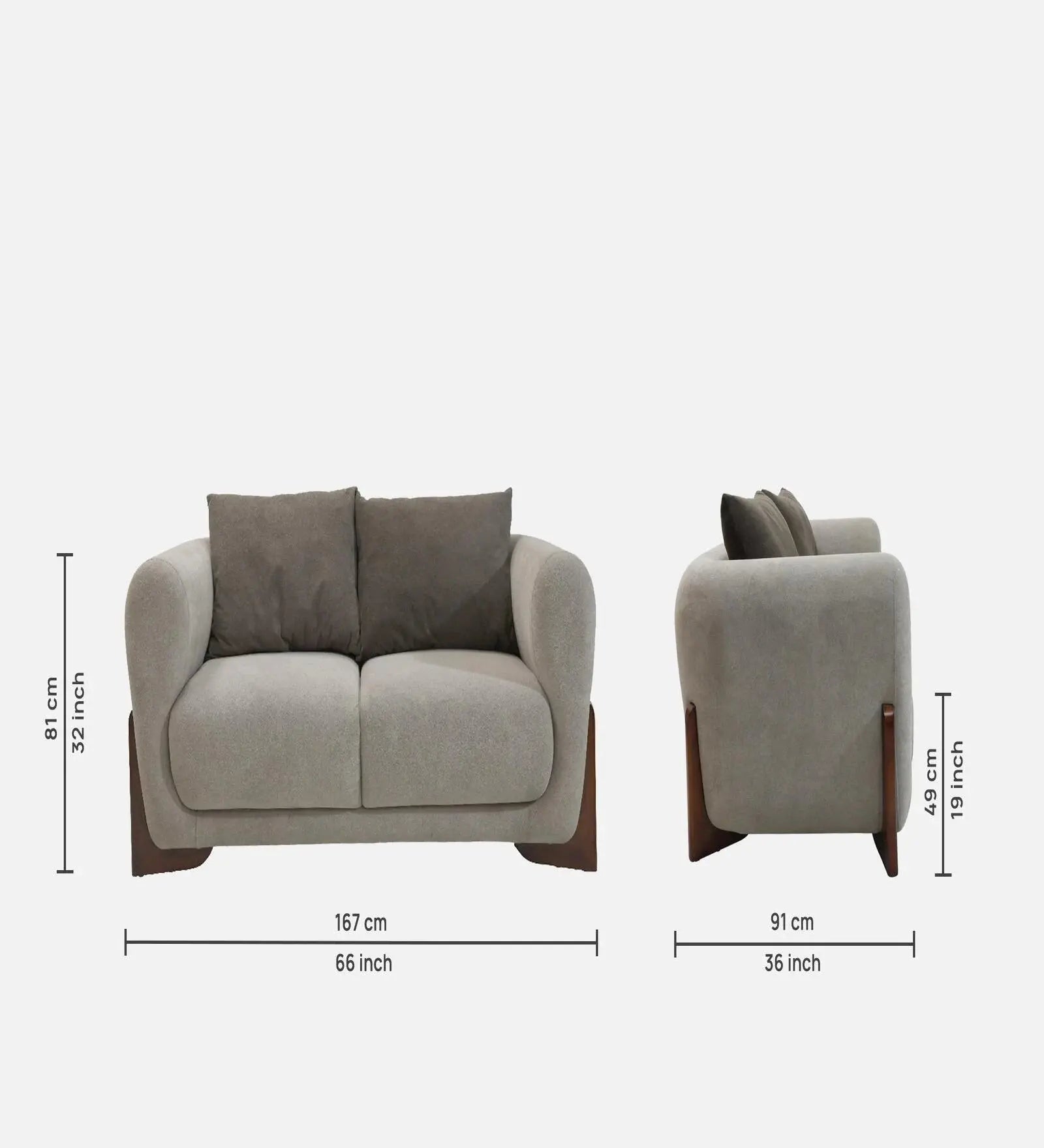 Clayton Fabric 2 Seater Sofa In Beige & Chocolate Brown Color Febonic Living