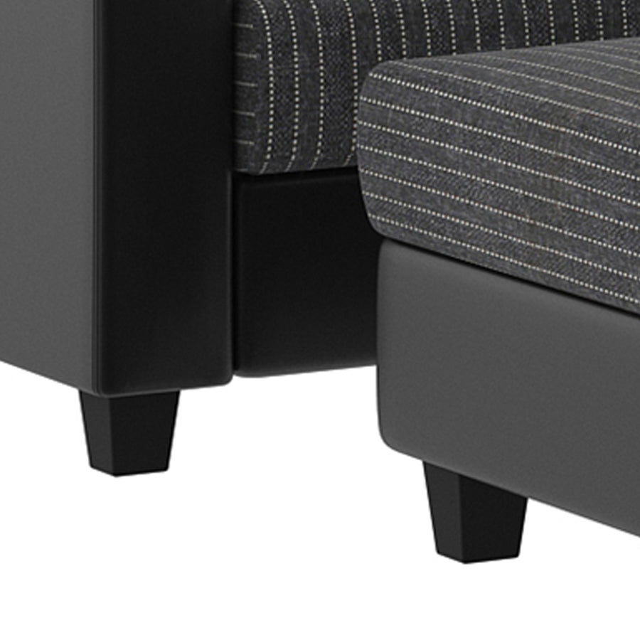 Baley Fabric Barrel Chair With Ottoman In Lama Black Colour - Febonic Living