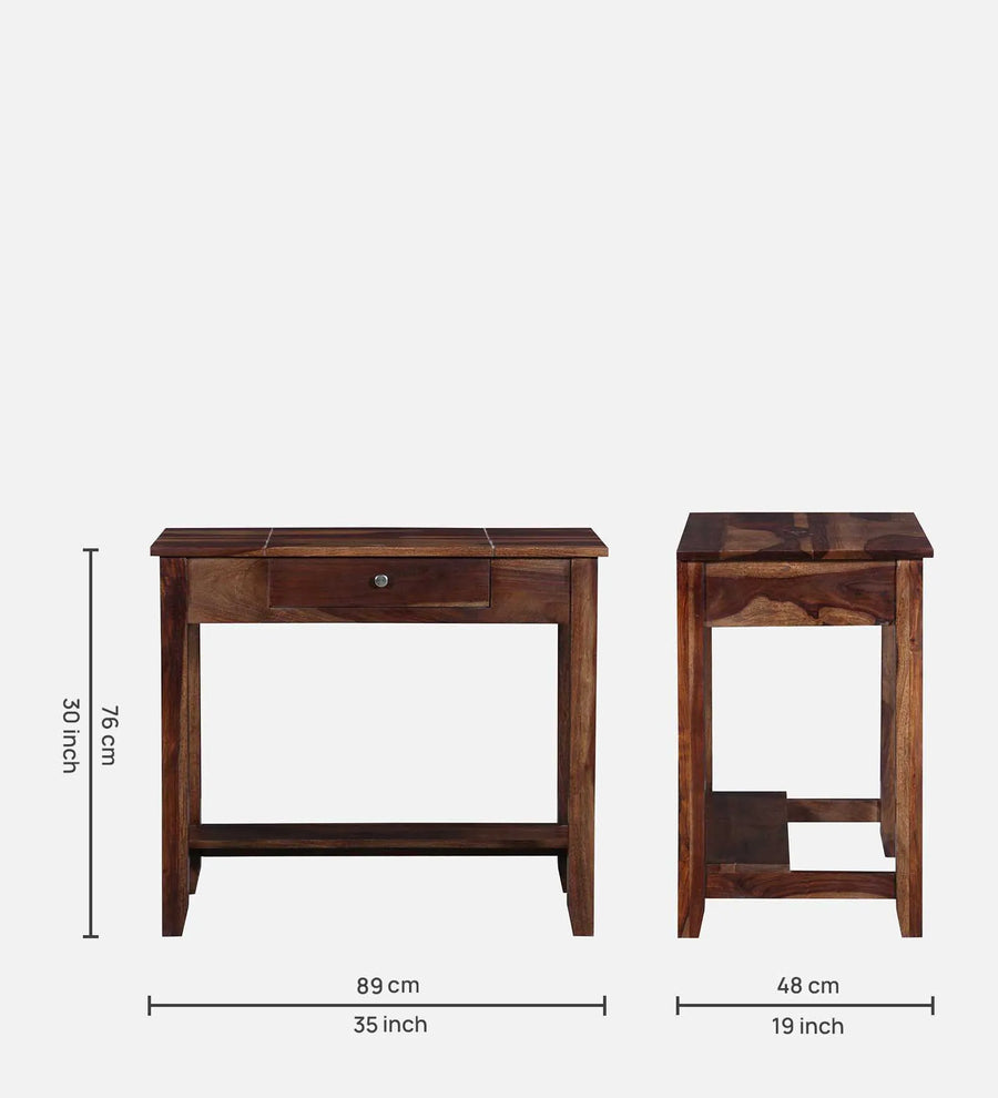 Split Sheesham Wood Writing Table With Scratch Resistant In Provincial Teak Finish - Febonic Living