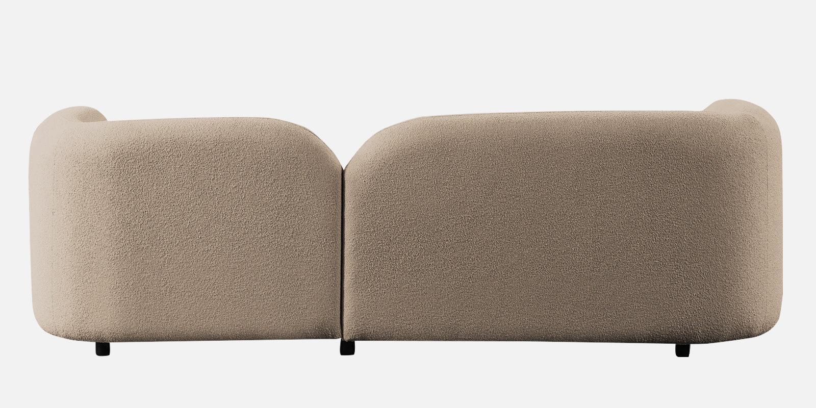 Back view of Corny 3 Seater Boucle Fabric Sofa in Mushroom Beige