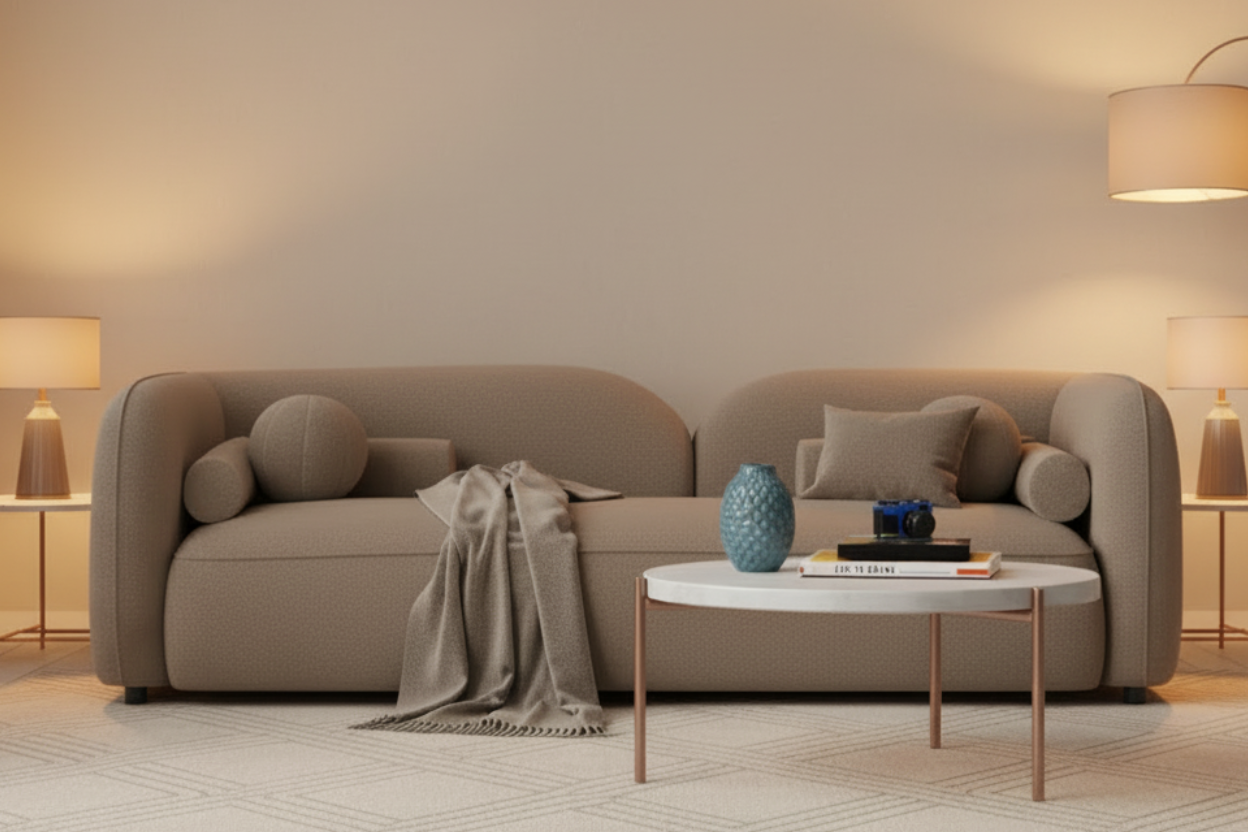 Corny 3 Seater Fabric Sofa - Mushroom Beige