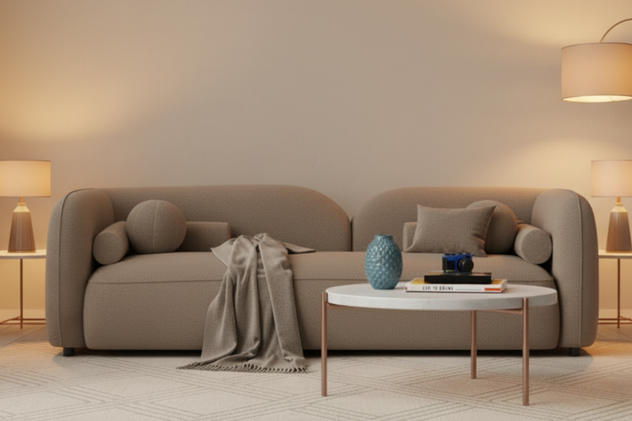 Corny 3 Seater Fabric Sofa - Mushroom Beige