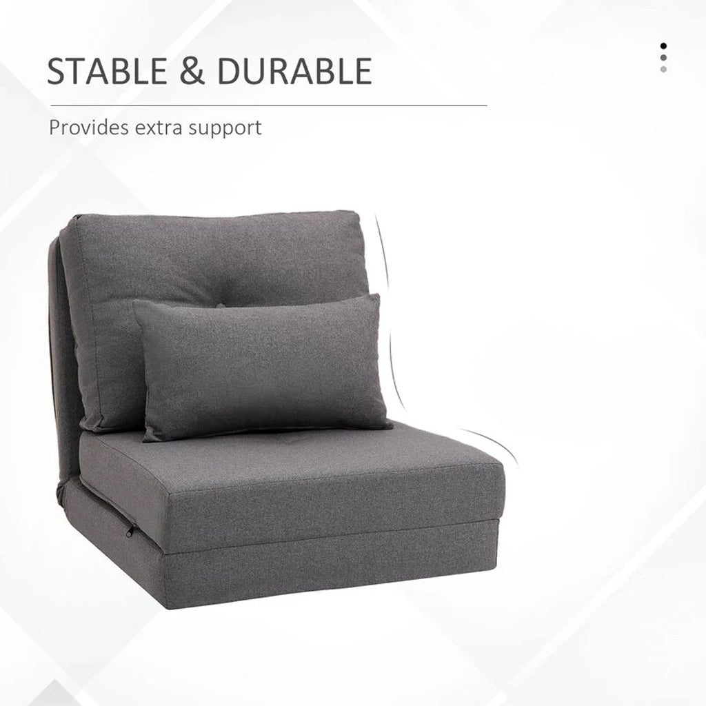 Cross Fabric 1 Seater Foldable Sofa Bed In Sudo Grey Colour