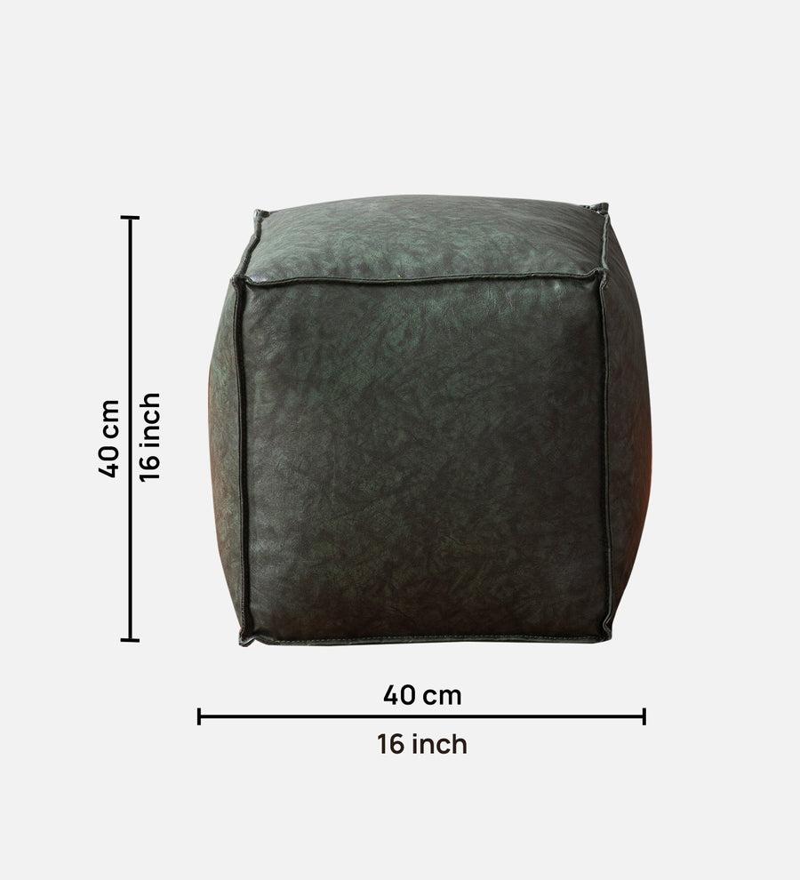 Cubo Leatherette Pouffe In Dark Green Colour - Febonic Living