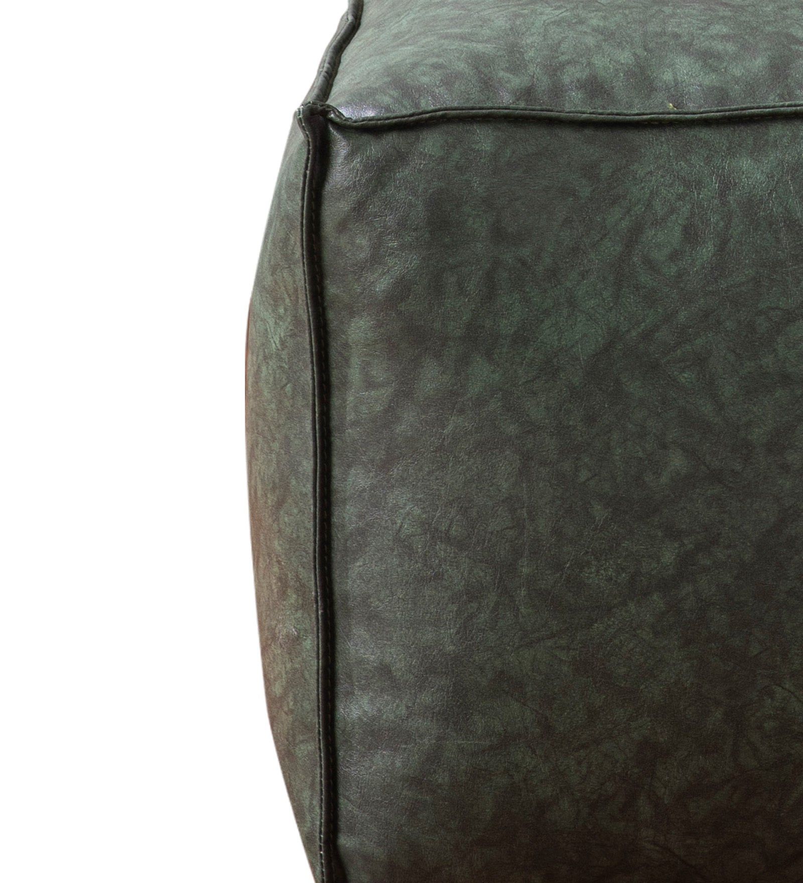 Cubo Leatherette Pouffe In Dark Green Colour