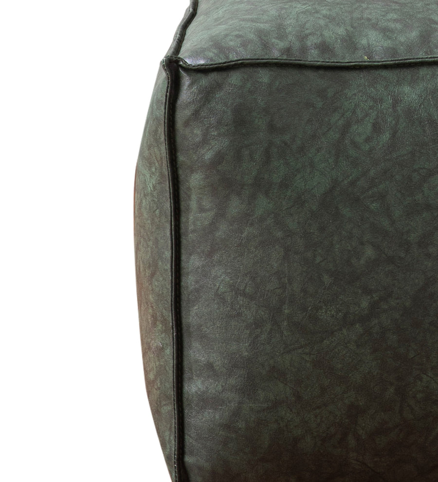 Cubo Leatherette Pouffe In Dark Green Colour - Febonic Living