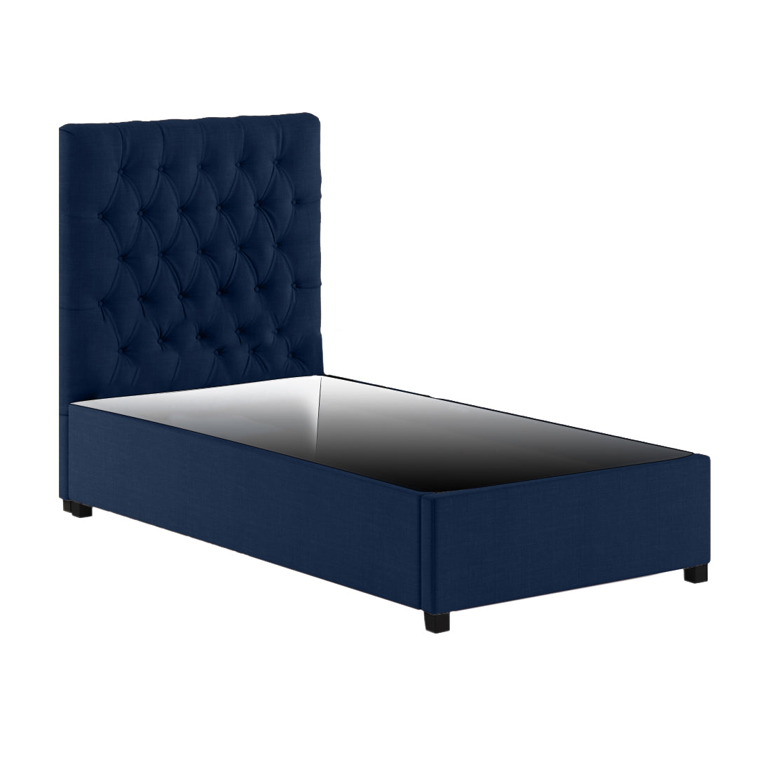 Isko Fabric Upholstered Single Bed in Royal Blue Colour with Box Storage