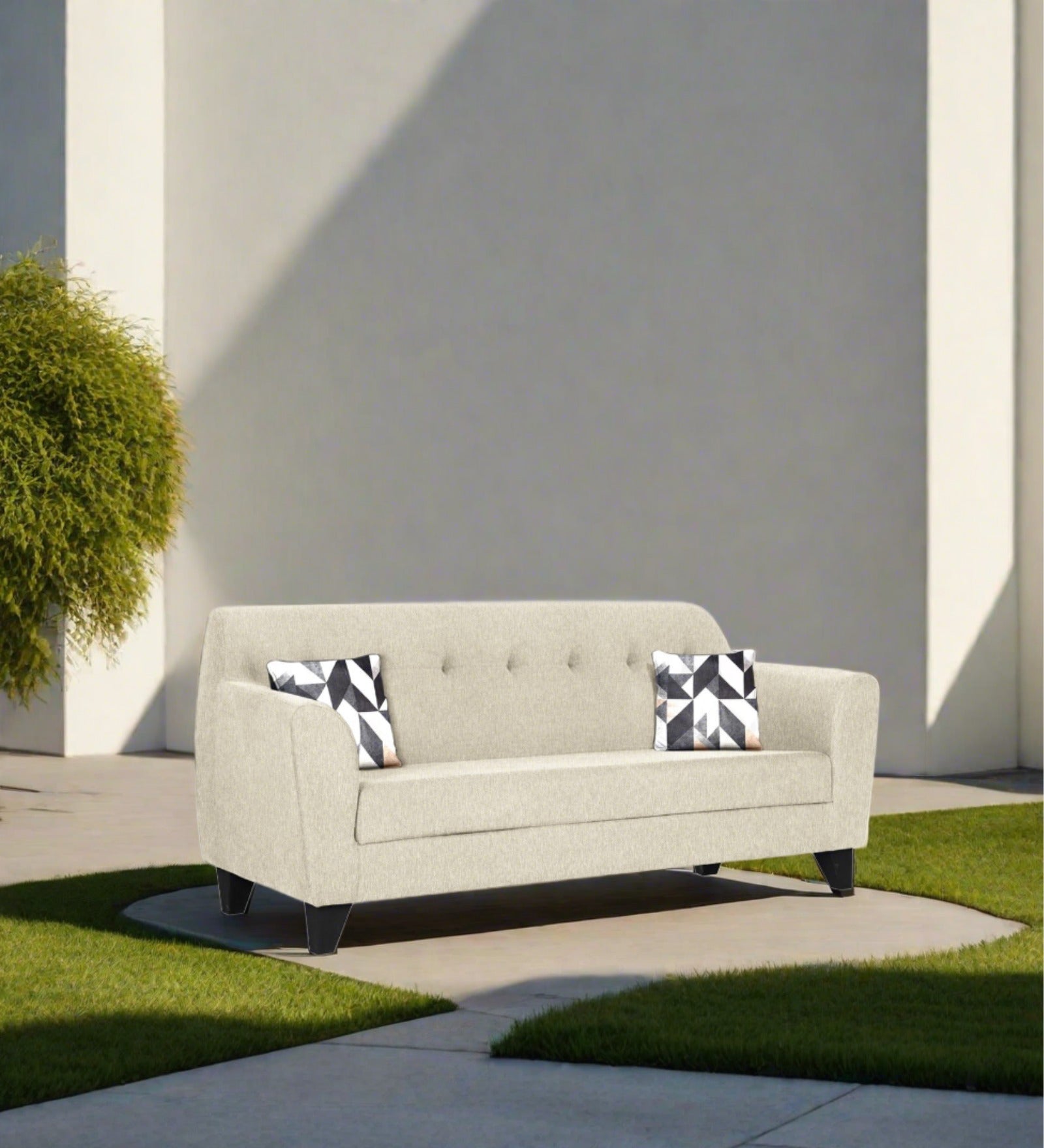 Melaan Fabric 3 Seater Sofa In Ivory cream Colour