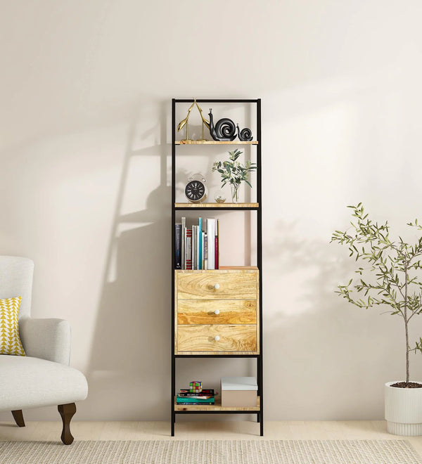 Tany Solid Wood Bookshelf In Natural Finish