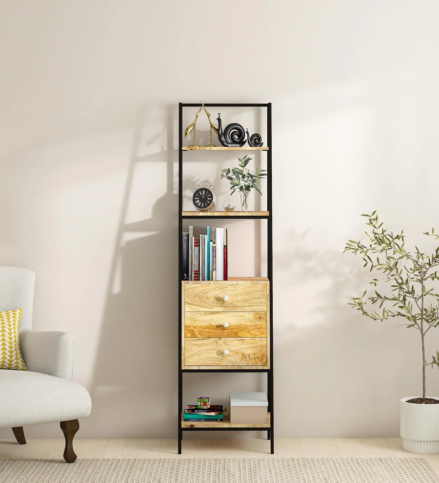 Tany Solid Wood Bookshelf In Natural Finish - Febonic Living
