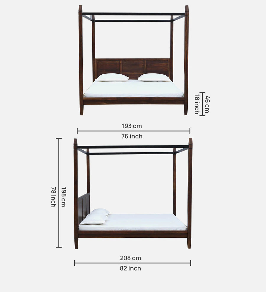 Dijon Sheesham Wood King Size Poster Bed in Provincial Teak Finish - Febonic Living