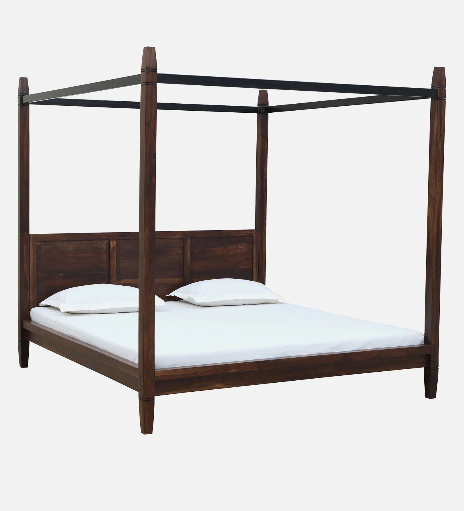 Dijon Sheesham Wood King Size Poster Bed in Provincial Teak Finish - Febonic Living