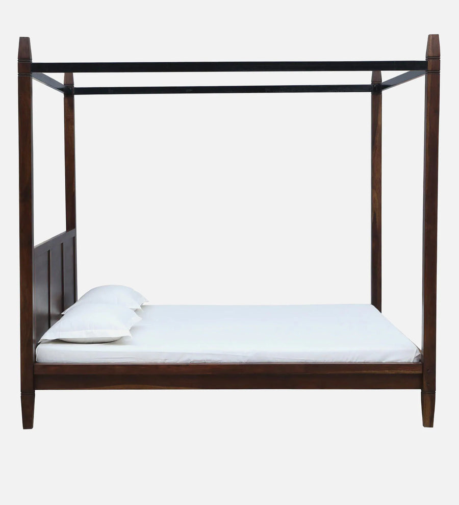 Dijon Sheesham Wood King Size Poster Bed in Provincial Teak Finish - Febonic Living