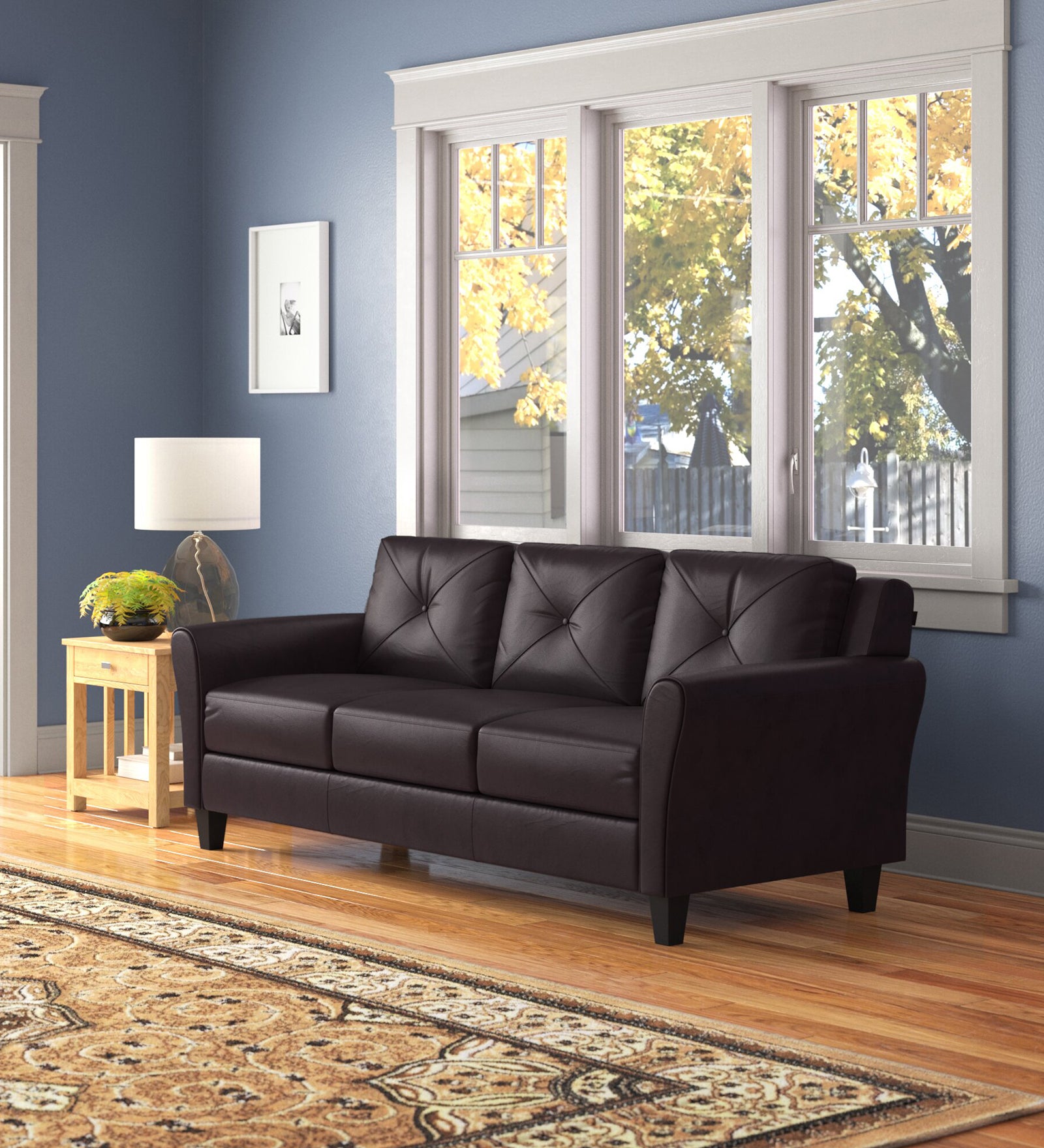 Stanton Leatherette 3 Seater Sofa In Mocha Brown Colour