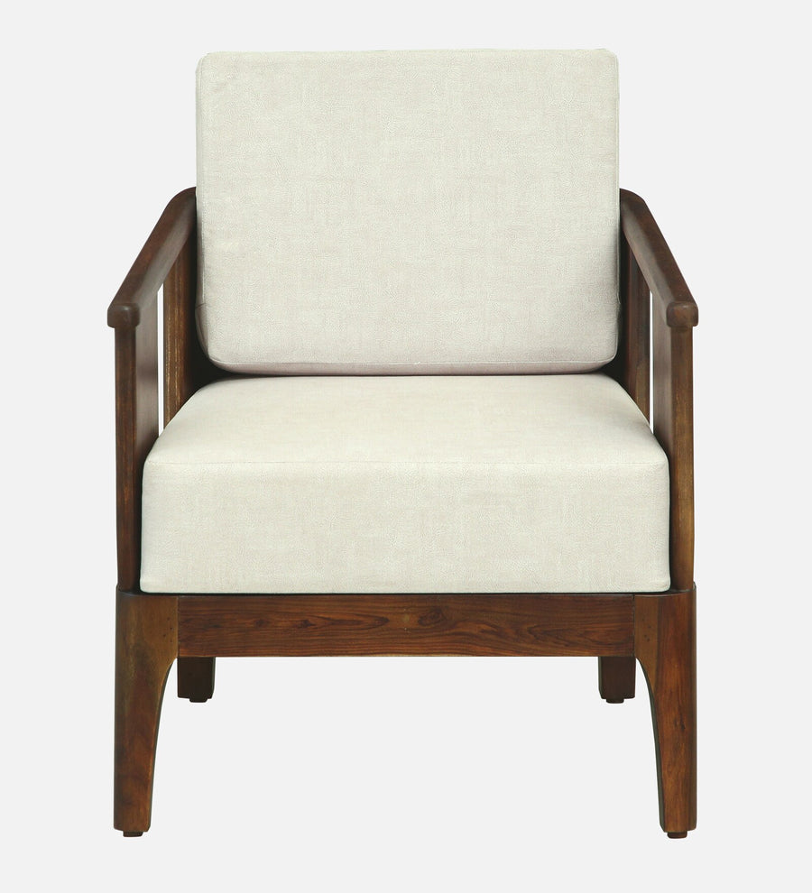 Bano Sheesham Wood 1 Seater Sofa In Beige Colour - Febonic Living