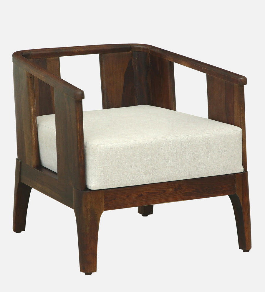 Bano Sheesham Wood 1 Seater Sofa In Beige Colour - Febonic Living
