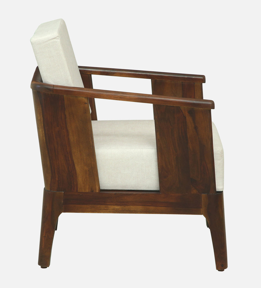 Bano Sheesham Wood 1 Seater Sofa In Beige Colour - Febonic Living