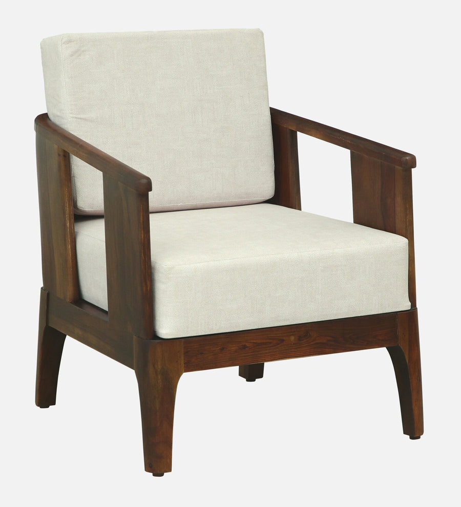 Bano Sheesham Wood 1 Seater Sofa In Beige Colour - Febonic Living