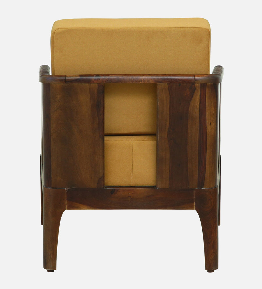 Bano Sheesham Wood 1 Seater Sofa In Mustard Colour - Febonic Living