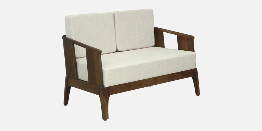 Bano Sheesham Wood 2 Seater Sofa In Beige Colour - Febonic Living