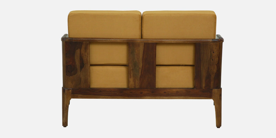 Bano Sheesham Wood 2 Seater Sofa In Mustard Colour - Febonic Living