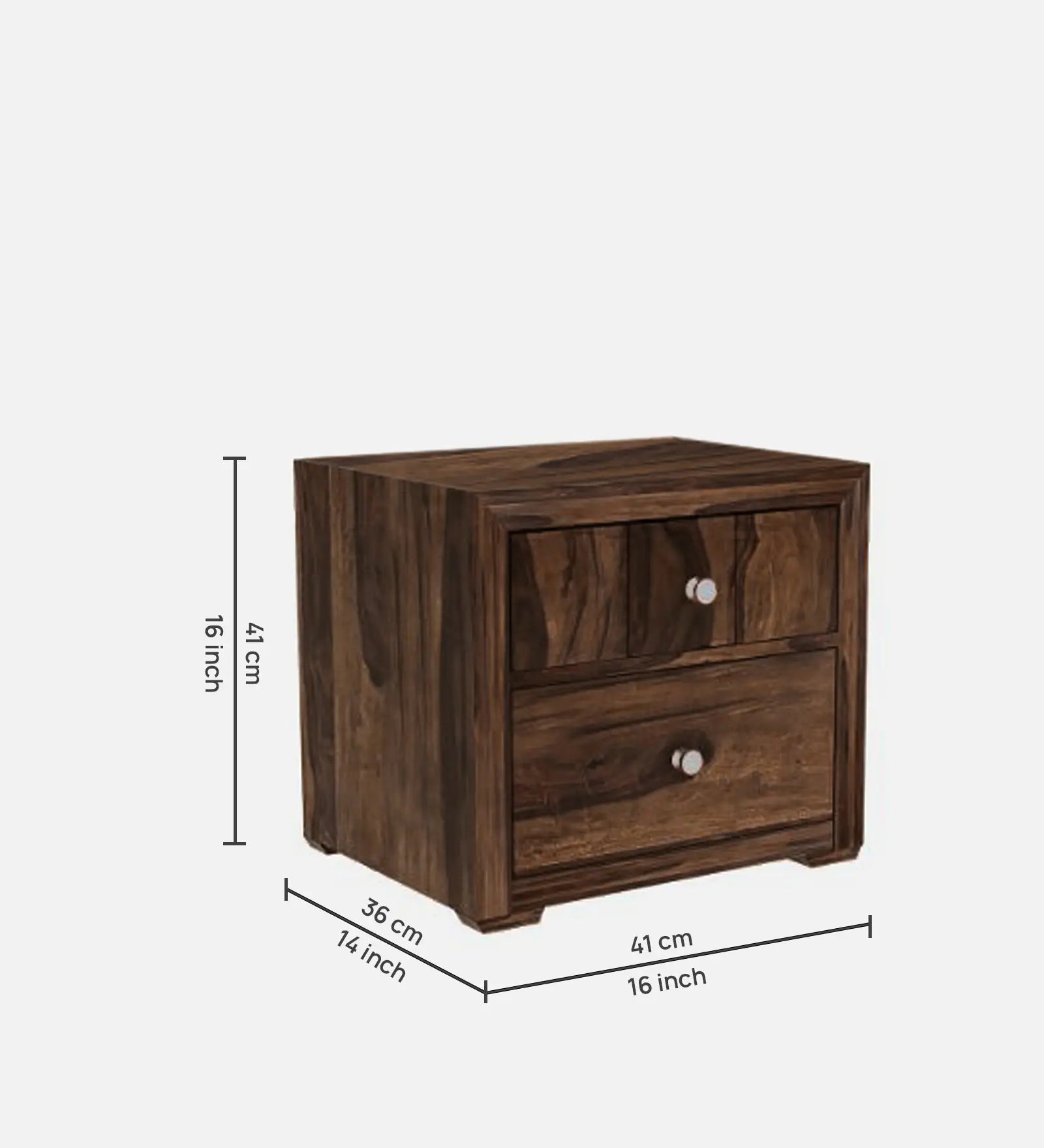 Yanbu Sheesham Wood Bedside Table With Drawer In Provincial Teak Finish - Febonic Living