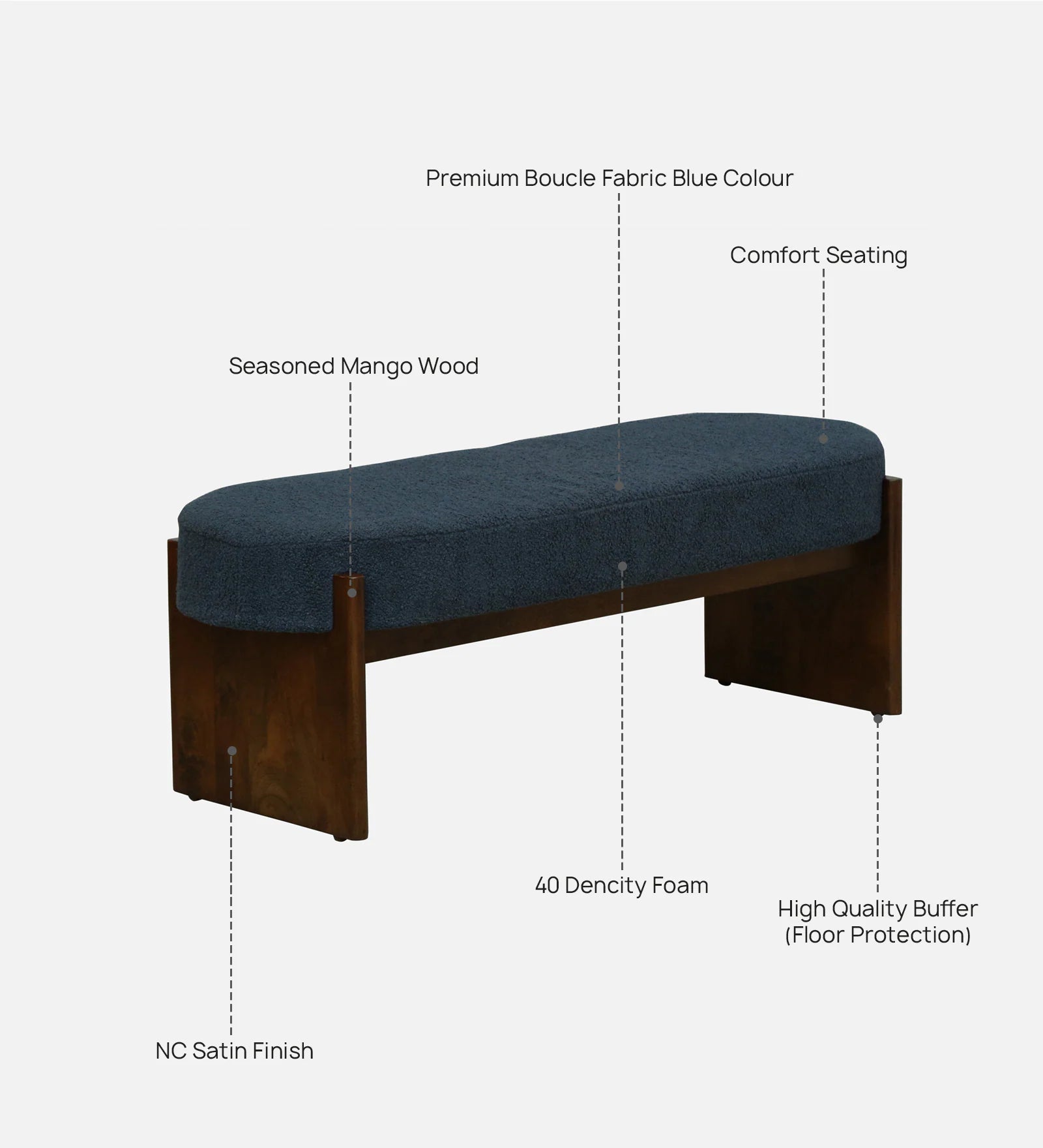 Tenley Mango Wood Bench In Tubbaq Finish