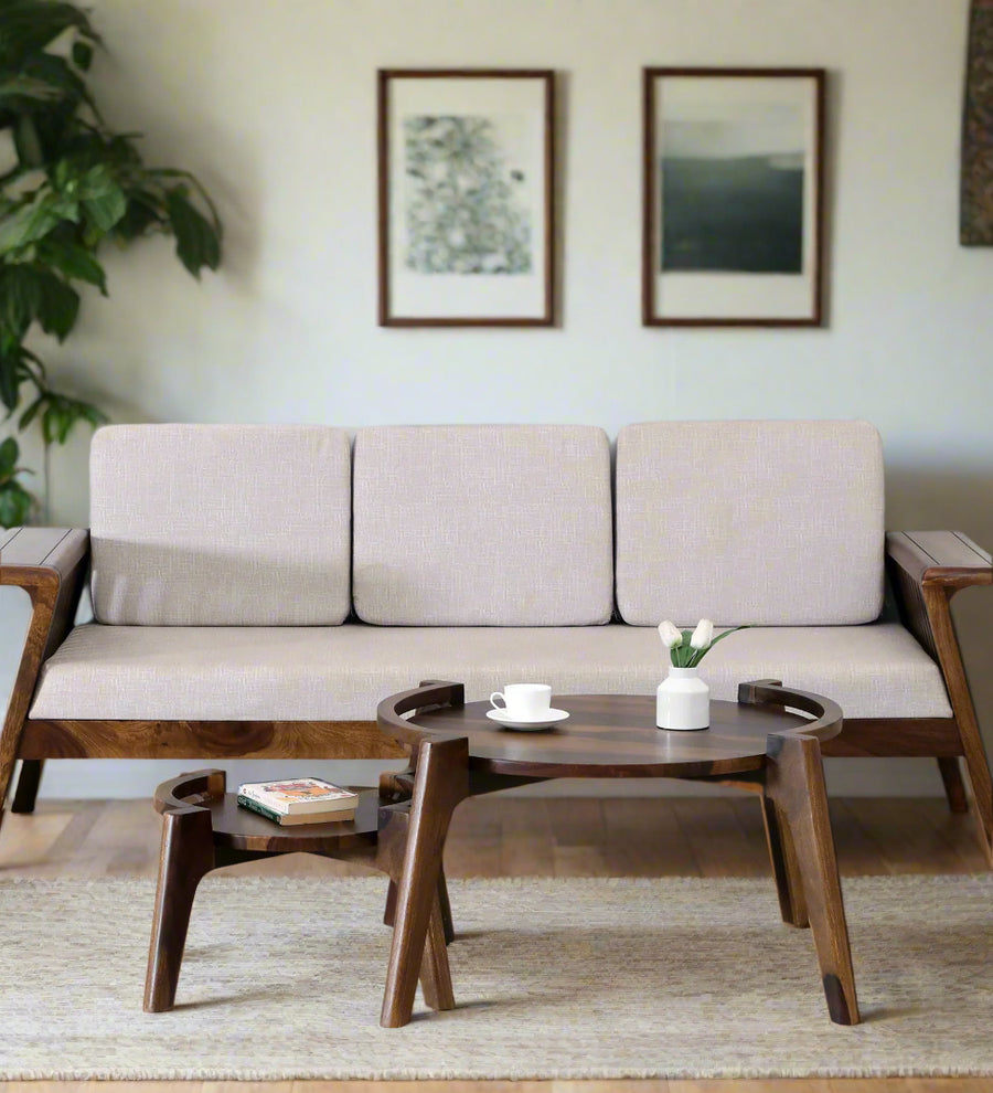 Aswan Sheesham Wood Coffee Table In Scratch Resistant Provincial Teak Finish (Set of 2) - Febonic Living