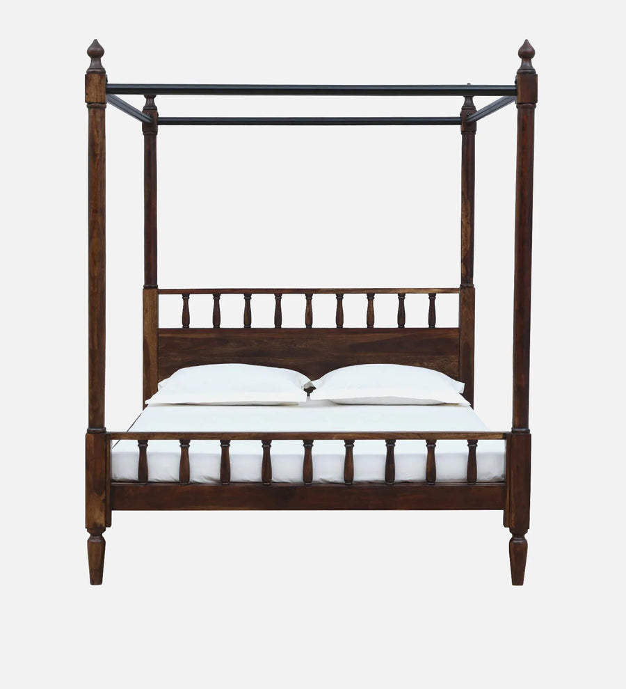 Vesper Sheesham Wood Queen Size Poster Bed in Provincial Teak Finish - Febonic Living