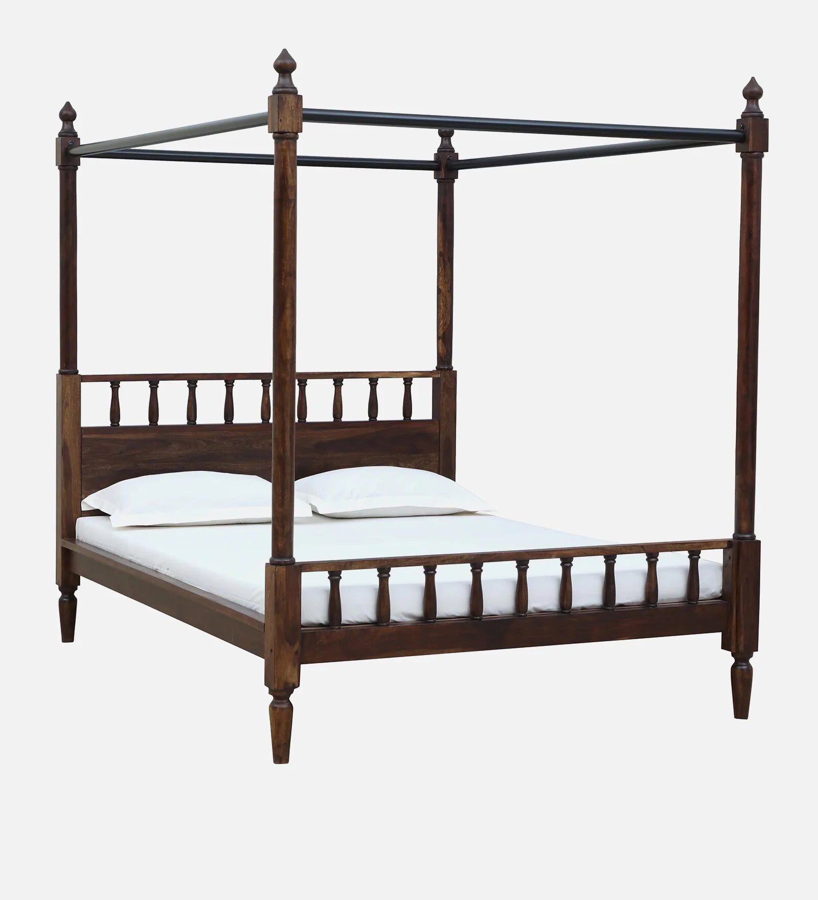 Vesper Sheesham Wood Queen Size Poster Bed in Provincial Teak Finish - Febonic Living