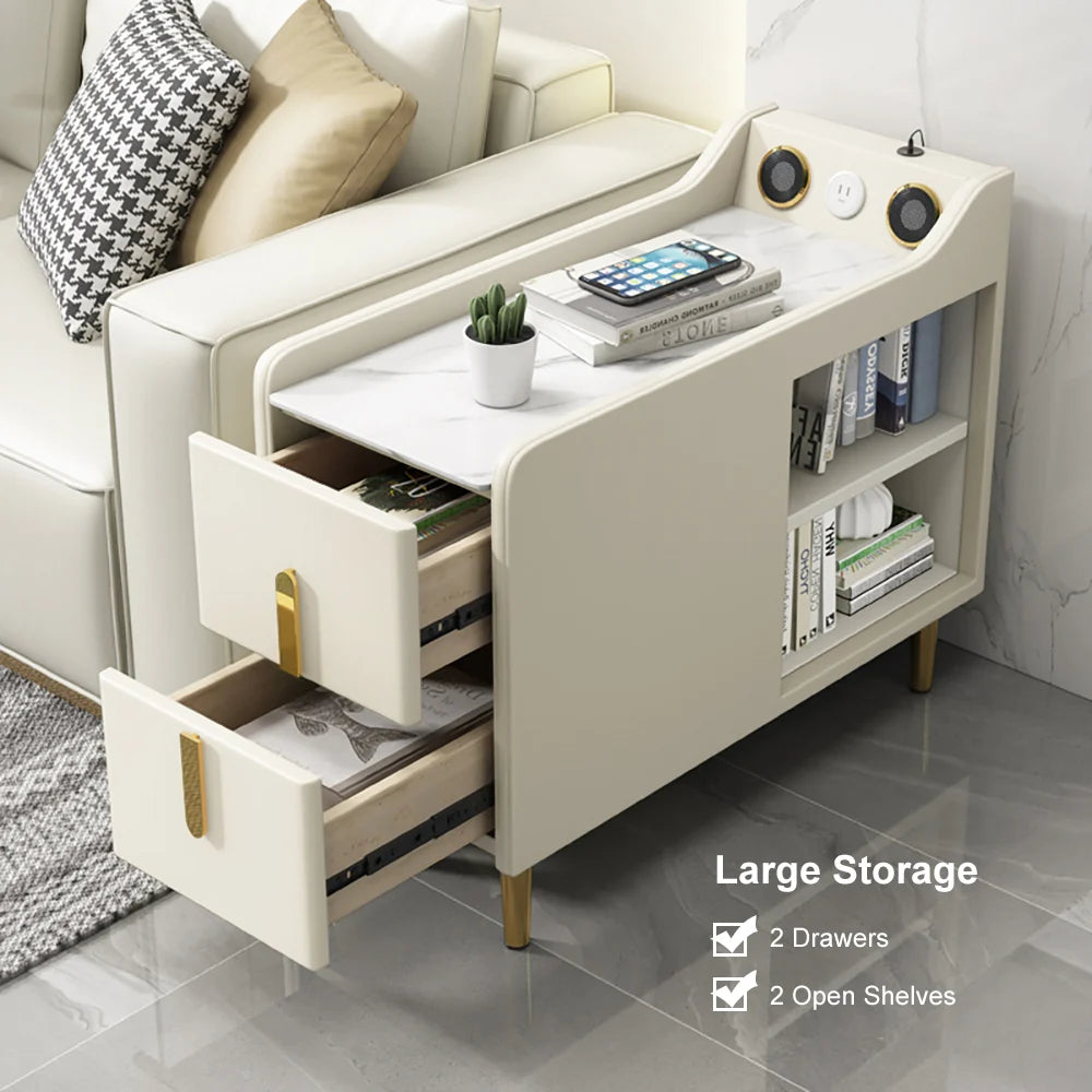 Frenso End Table In Frosty White Finish - Febonic Living