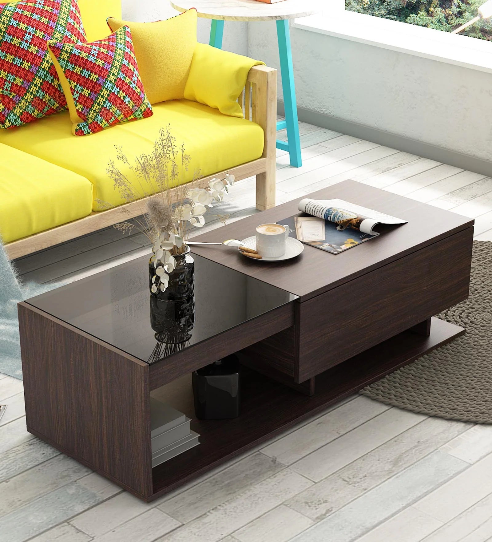 Eco Coffee Table In Dark Wallnut Finish