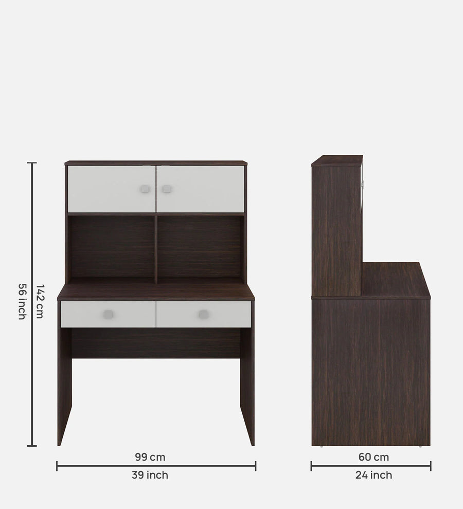 Nicas Study Table In Dark Walnut and Frosty White Finish - Febonic Living
