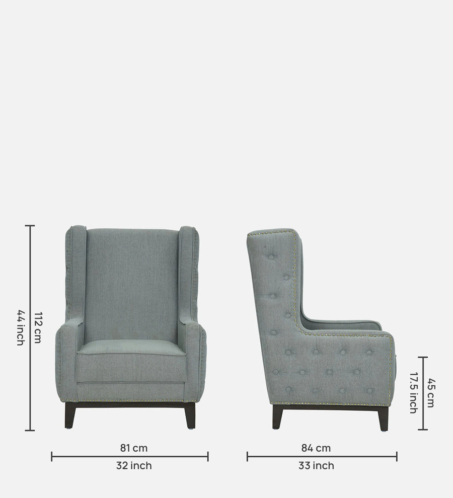 Debon Fabric Wing Chair In Steel Grey Colour - Febonic Living