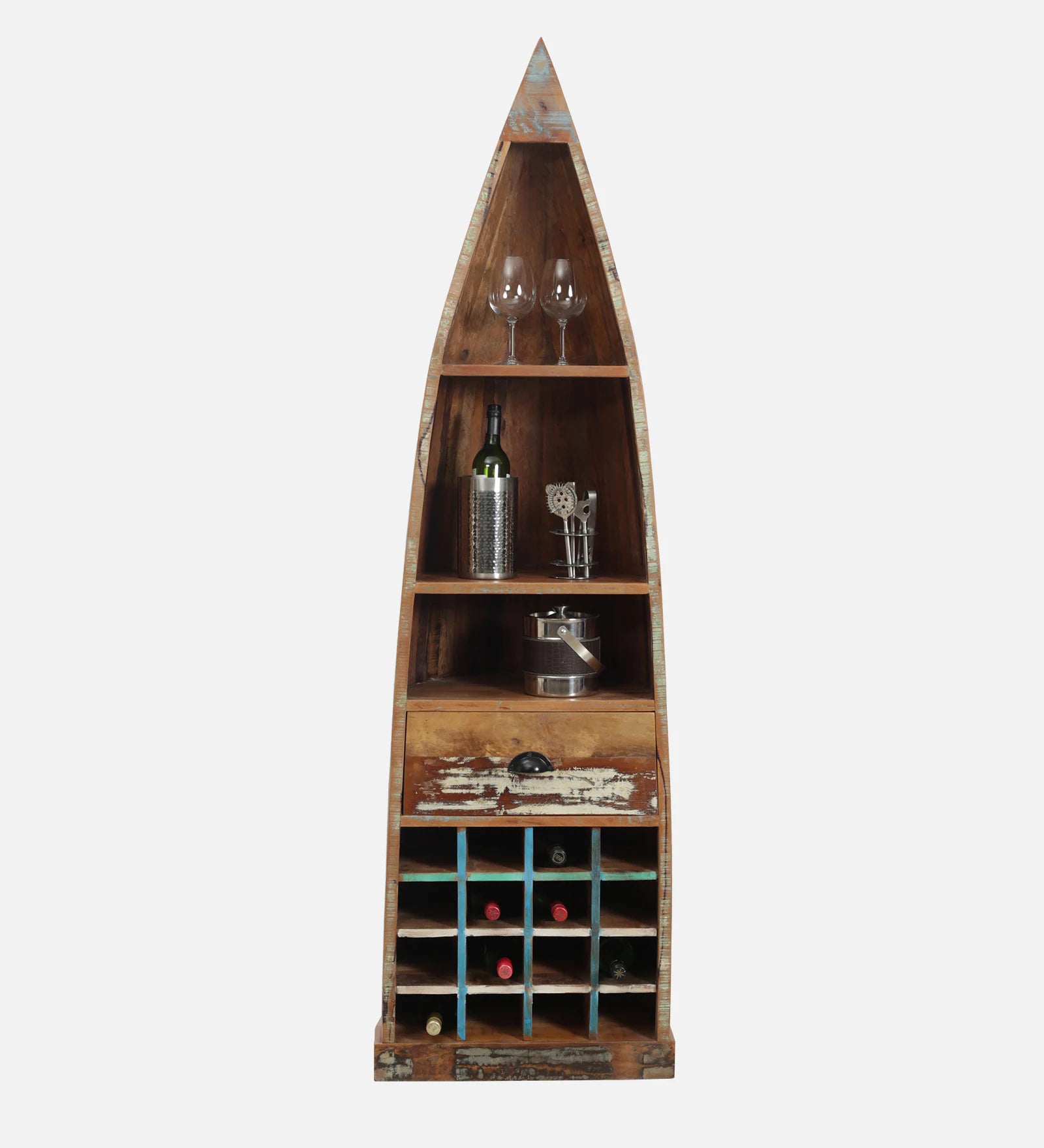 Ezla Reclaimed Wood Bar Cabinet In Distress Finish - Febonic Living